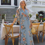 Elowen | Maxikleid in Wickeloptik mit Blumendruck